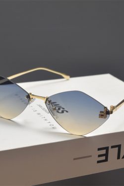 Retro Polygonal Diamond-Shaped Sunglasses for Women - Frameless Cut-Edge, Small Face Flattering, Trendy High-End Fashion Eyewear