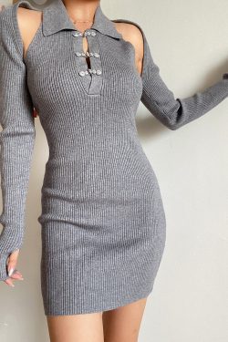 Retro Qipao Knitted Dress with Shawl - Buttoned Lapel, Solid Color, Waist-Defined, Early Autumn Style, Elegant Two-Piece Set