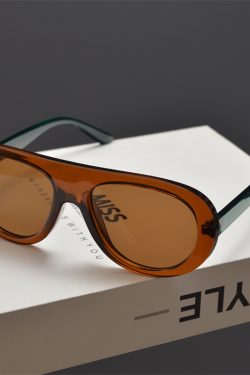 Retro Round Face Frog Sunglasses in Orange Tea Color - Unisex Slimming Fashion for Hip-Hop & Party Style
