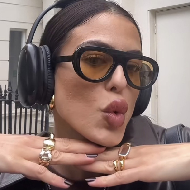 Retro Round Face Frog Sunglasses in Orange Tea Color - Unisex Slimming Fashion for Hip-Hop & Party Style Retro Round Face Frog Sunglasses in Orange Tea Color - Unisex Slimming Fashion for Hip-Hop & Party Style