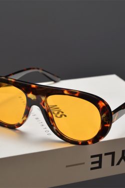 Retro Round Face Frog Sunglasses in Orange Tea Color - Unisex Slimming Fashion for Hip-Hop & Party Style