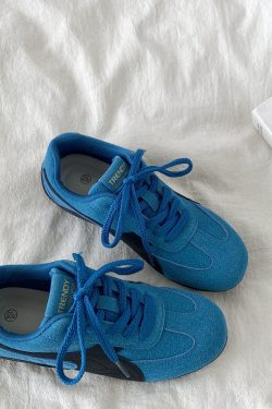 Retro Soft Sole Blue Sports Shoes for Women - Casual Flat A-Gan Racing Sneakers - 2025 Spring Collection