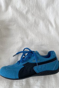 Retro Soft Sole Blue Sports Shoes for Women - Casual Flat A-Gan Racing Sneakers - 2025 Spring Collection