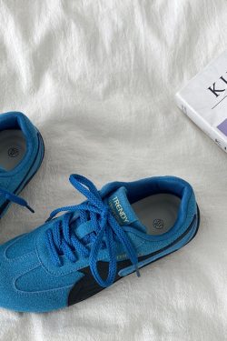 Retro Soft Sole Blue Sports Shoes for Women - Casual Flat A-Gan Racing Sneakers - 2025 Spring Collection