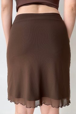 Retro Solid Color Lace Mesh Skirt for Women - European American Style Bodycon Summer Short Skirt