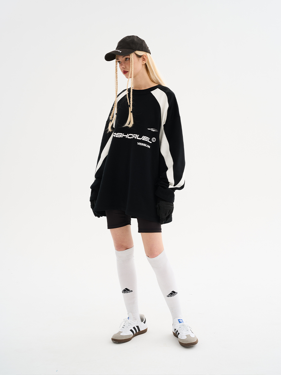 Retro Sports Street Style Loose Round Neck Long Sleeve T-Shirt – Harsh and Cruel Inspired Fashion for 90s and Y2K Vibe Retro Sports Street Style Loose Round Neck Long Sleeve T-Shirt – Harsh and Cruel Inspired Fashion for 90s and Y2K Vibe