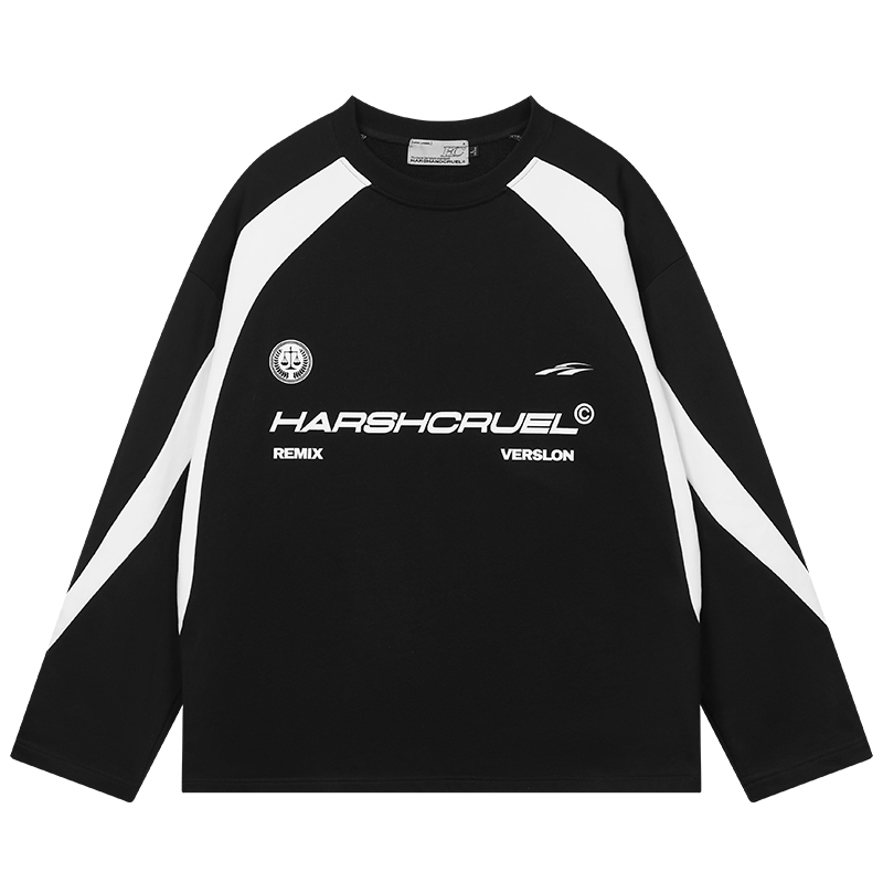 Retro Sports Street Style Loose Round Neck Long Sleeve T-Shirt – Harsh and Cruel Inspired Fashion for 90s and Y2K Vibe Retro Sports Street Style Loose Round Neck Long Sleeve T-Shirt – Harsh and Cruel Inspired Fashion for 90s and Y2K Vibe