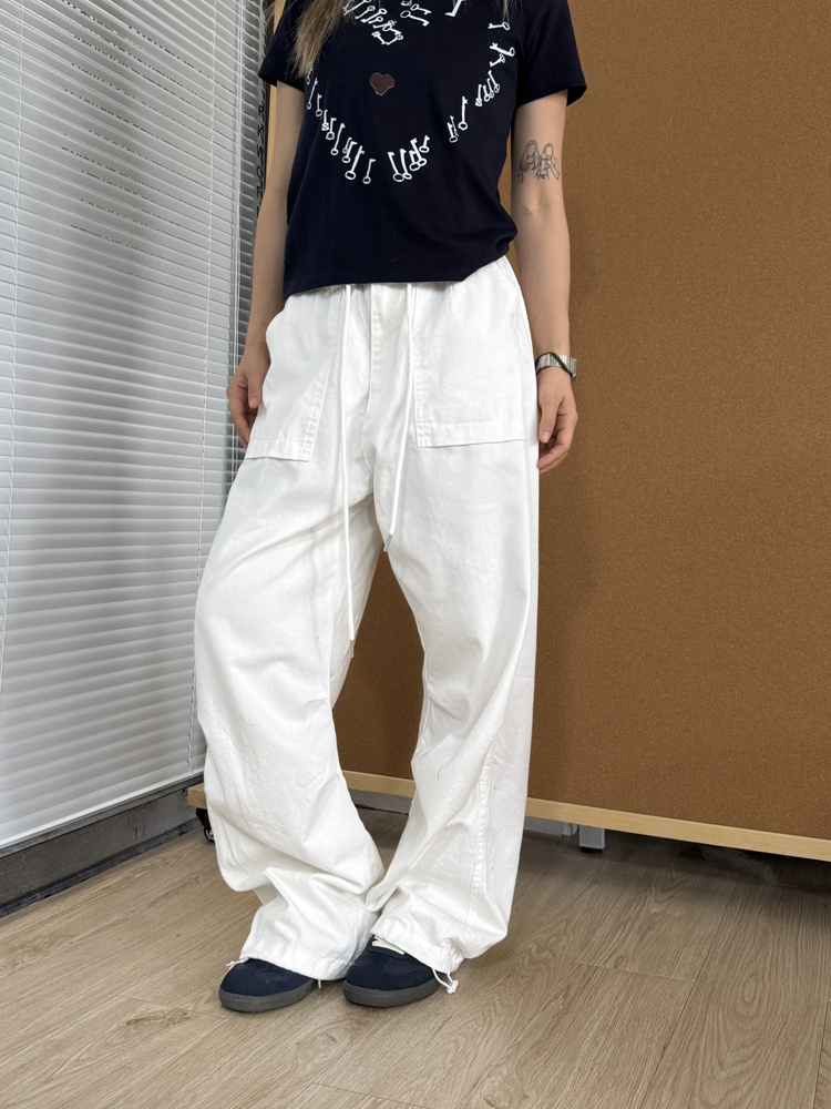 Retro Straight Loose Work Pants for Men and Women - Casual Elastic Waist Versatile Wrinkled Long Pants for Everyday Style Retro Straight Loose Work Pants for Men and Women - Casual Elastic Waist Versatile Wrinkled Long Pants for Everyday Style