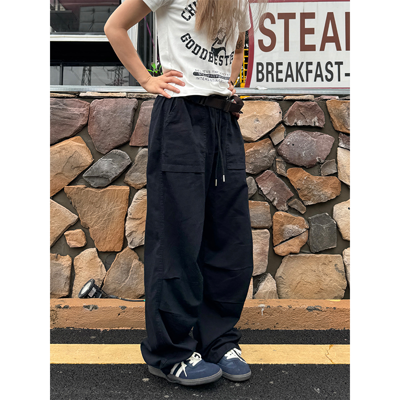 Retro Straight Loose Work Pants for Men and Women - Casual Elastic Waist Versatile Wrinkled Long Pants for Everyday Style Retro Straight Loose Work Pants for Men and Women - Casual Elastic Waist Versatile Wrinkled Long Pants for Everyday Style