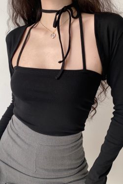 Retro Strapless Halter Tie Crop Top and Short Cardigan Two-Piece Set for Women - European American Style, Slim Fit