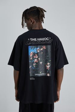 Retro Street Photography Pure Cotton Knitted Loose Short Sleeve T-Shirt for a 90s Inspired Look