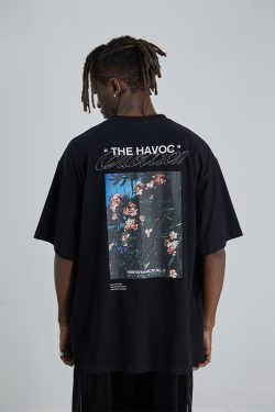 Retro Street Photography Pure Cotton Knitted Loose Short Sleeve T-Shirt for a 90s Inspired Look