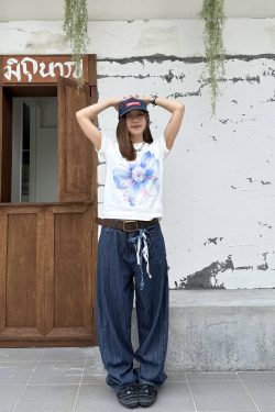 Retro Striped Loose Straight-Leg Denim Jeans for Men and Women - Soft Summer High-End Long Pants