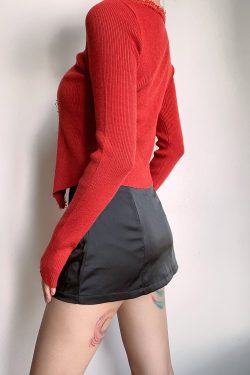 Retro V-Neck Fringed Button Long Sleeve Knitted Cardigan Top - European American Style, Sexy Niche Fashion