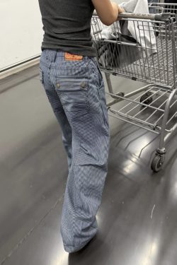 Retro Vertical Striped Jeans for Men and Women - Casual Embroidered Straight-Leg Loose Pants for a Slimming Fit