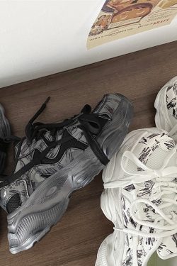 Retro Vintage Black Warrior Dad Shoes for Women - Thick-Soled Height-Increasing Sports Casual Sneakers, Trendy 2025 Style