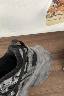 Retro Vintage Black Warrior Dad Shoes for Women - Thick-Soled Height-Increasing Sports Casual Sneakers, Trendy 2025 Style