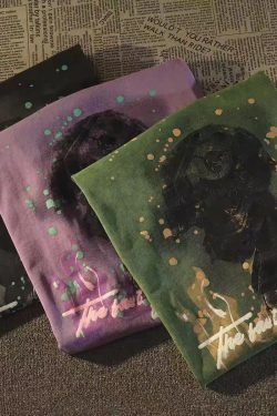 Retro Vintage Distressed Green Short Sleeve T-Shirt for Women - Trendy Summer Base Top in European and American Style