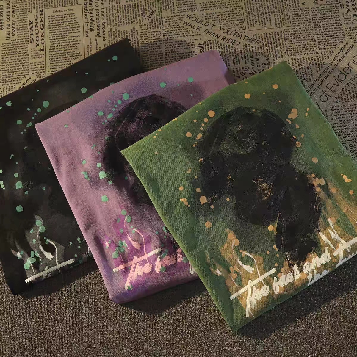 Retro Vintage Distressed Green Short Sleeve T-Shirt for Women - Trendy Summer Base Top in European and American Style Retro Vintage Distressed Green Short Sleeve T-Shirt for Women - Trendy Summer Base Top in European and American Style