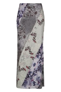 Retro Vintage Hot Girl Plant Print Midi Skirt - Trendy National Style Long Skirt for Y2K and 90s Fashion Lovers