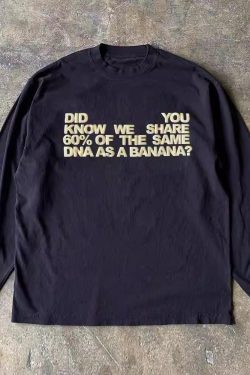 Retro Vintage Letter Print Unisex Long Sleeve T-shirt - 280g Heavyweight Casual Style for Students and Charity Events