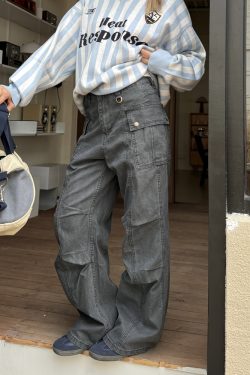 Retro Washed Vintage Multi-Pocket Straight-Leg Work Pants for Men and Women - Loose American Street Casual Style