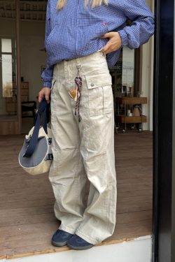 Retro Washed Vintage Multi-Pocket Straight-Leg Work Pants for Men and Women - Loose American Street Casual Style