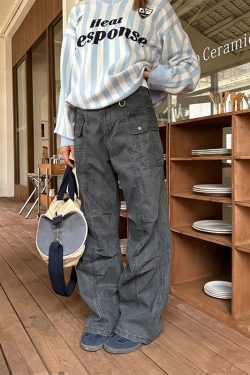 Retro Washed Vintage Multi-Pocket Straight-Leg Work Pants for Men and Women - Loose American Street Casual Style