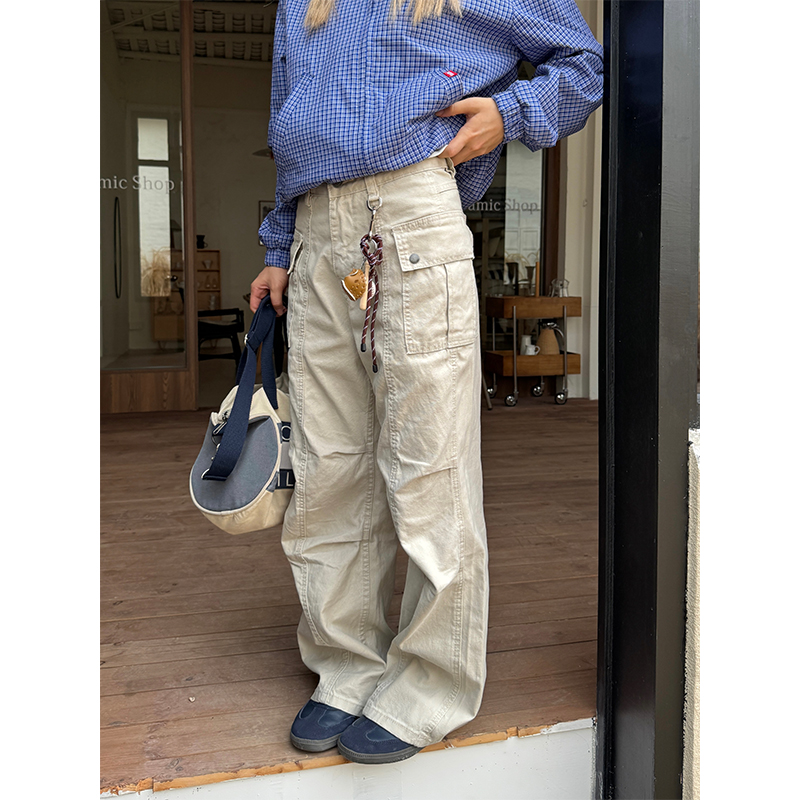 Retro Washed Vintage Multi-Pocket Straight-Leg Work Pants for Men and Women - Loose American Street Casual Style Retro Washed Vintage Multi-Pocket Straight-Leg Work Pants for Men and Women - Loose American Street Casual Style