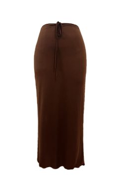 Reversible Long Skirt in Ice Silk Feel - High-End Fabric, Slim Fit, Elastic Waist, Luxe Style for Effortless Elegance