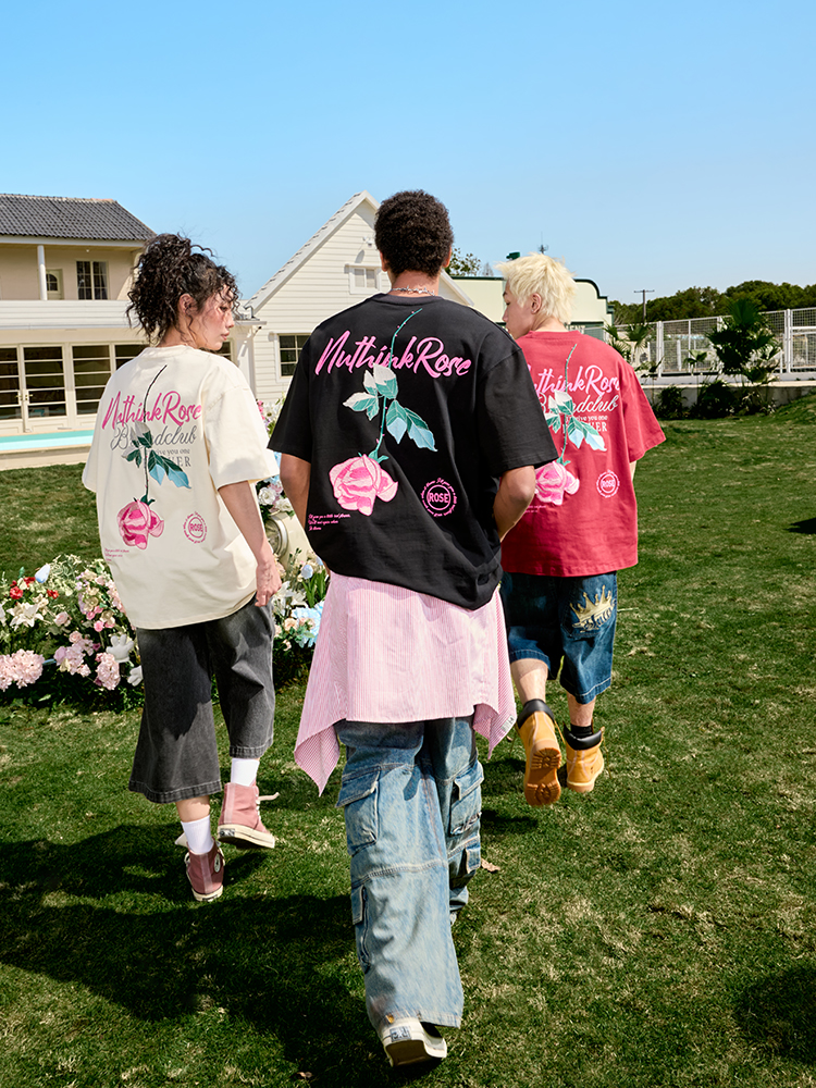 Rose Embroidery Heavyweight Short Sleeve T-Shirt - American Retro Loose Fit for Men and Women, 2025 Y2K Style Rose Embroidery Heavyweight Short Sleeve T-Shirt - American Retro Loose Fit for Men and Women, 2025 Y2K Style