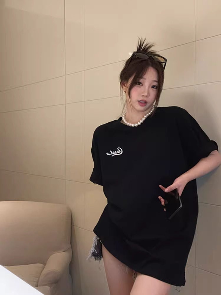 Rose Red Plus Size Loose Fit Cotton Short Sleeve T-Shirt for Women - Casual Mid-Length Top, Perfect for Everyday Wear Rose Red Plus Size Loose Fit Cotton Short Sleeve T-Shirt for Women - Casual Mid-Length Top, Perfect for Everyday Wear