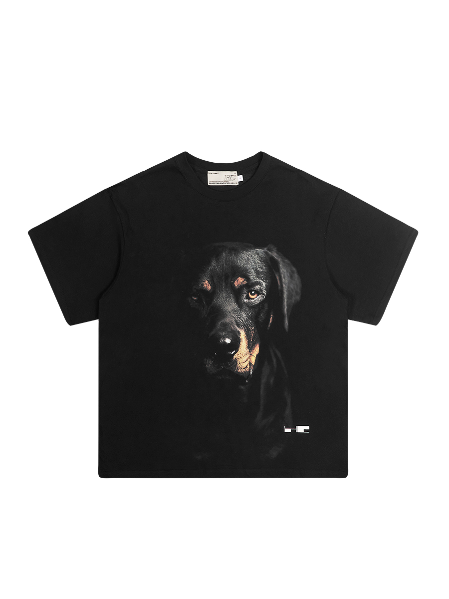 Rottweiler Head Graphic Short Sleeve T-Shirt in Harshandcruel Street Style - Trendy Urban Fashion for 90s and Y2K Lovers Rottweiler Head Graphic Short Sleeve T-Shirt in Harshandcruel Street Style - Trendy Urban Fashion for 90s and Y2K Lovers