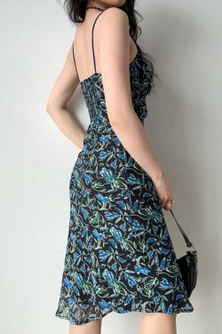 Self-Made Vintage Print Cami Dress - Mid-Length Vacation Dress for Effortless 90s and Y2K Style
