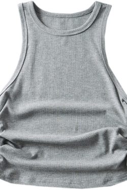 Sexy American Style Round Neck Ribbed Sleeveless Vest - Elastic Waist Slim Fit Stretchy Base Layer Top