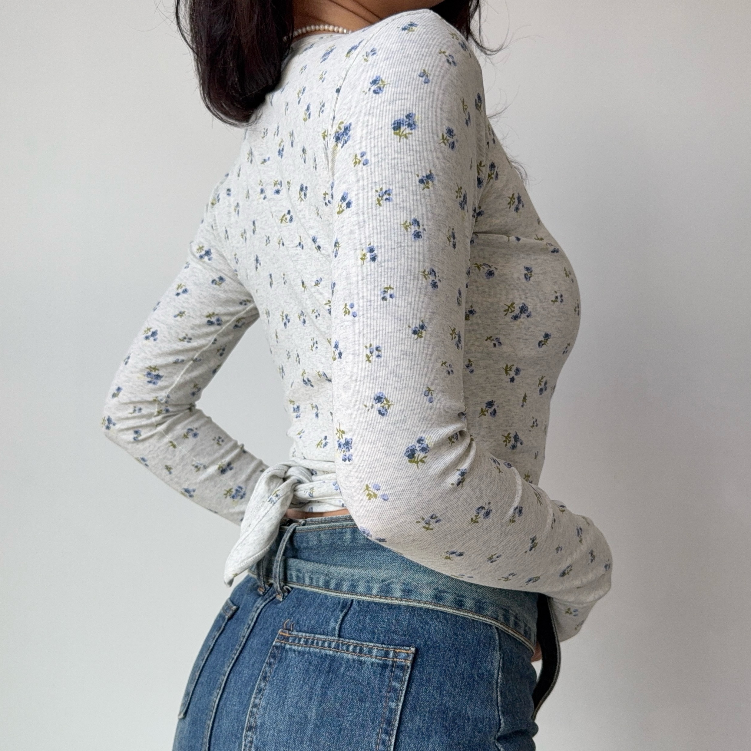 Sexy Cross V-Neck Wrap Long Sleeve Floral T-Shirt - European American Style Women's Top - Trendy Y2K Fashion Sexy Cross V-Neck Wrap Long Sleeve Floral T-Shirt - European American Style Women's Top - Trendy Y2K Fashion