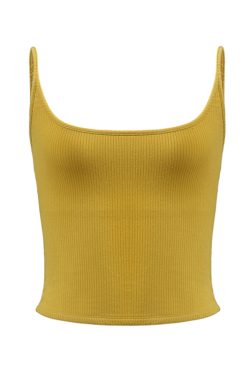 Sexy Ginger Yellow French Camisole with Chest Pads for Women - Elegant Lingerie Top for Night Out or Everyday Wear