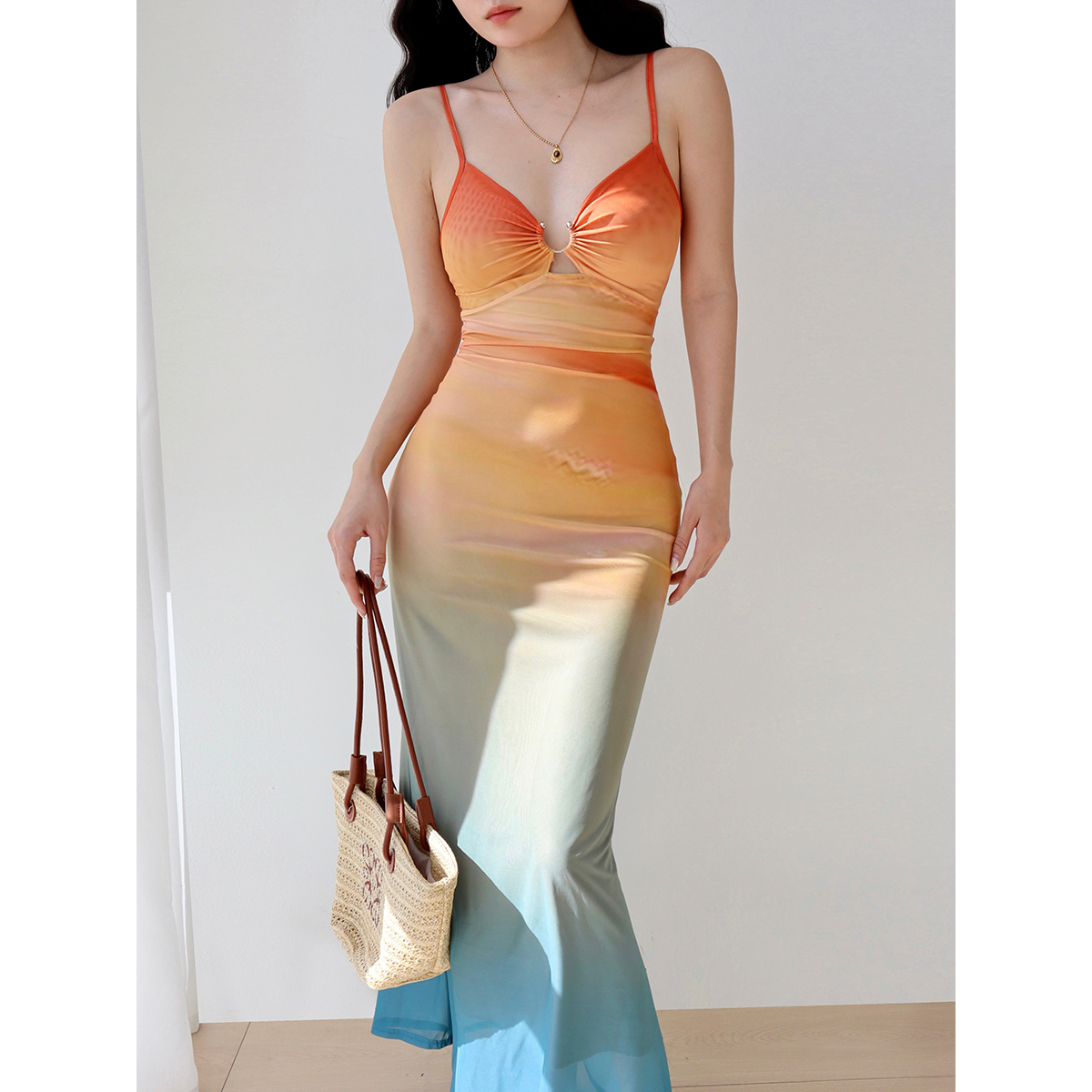 Sexy Hot Girl Mesh Printed Spaghetti Strap Dress - Vintage European American Style, Floor-Length Holiday Maxi Dress Sexy Hot Girl Mesh Printed Spaghetti Strap Dress - Vintage European American Style, Floor-Length Holiday Maxi Dress