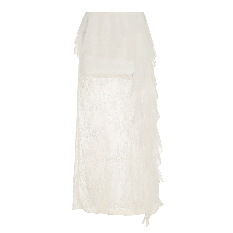 Sexy Lace Spliced Tulle Ruffle Ribbon Half Skirt - Niche Design Long Skirt for 90s and Y2K Fashion Lovers Sexy Lace Spliced Tulle Ruffle Ribbon Half Skirt - Niche Design Long Skirt for 90s and Y2K Fashion Lovers