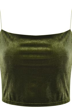 Sexy Off-Shoulder Velvet Camisole Crop Top for Women - Thin Strap High-Waisted Y2K Style