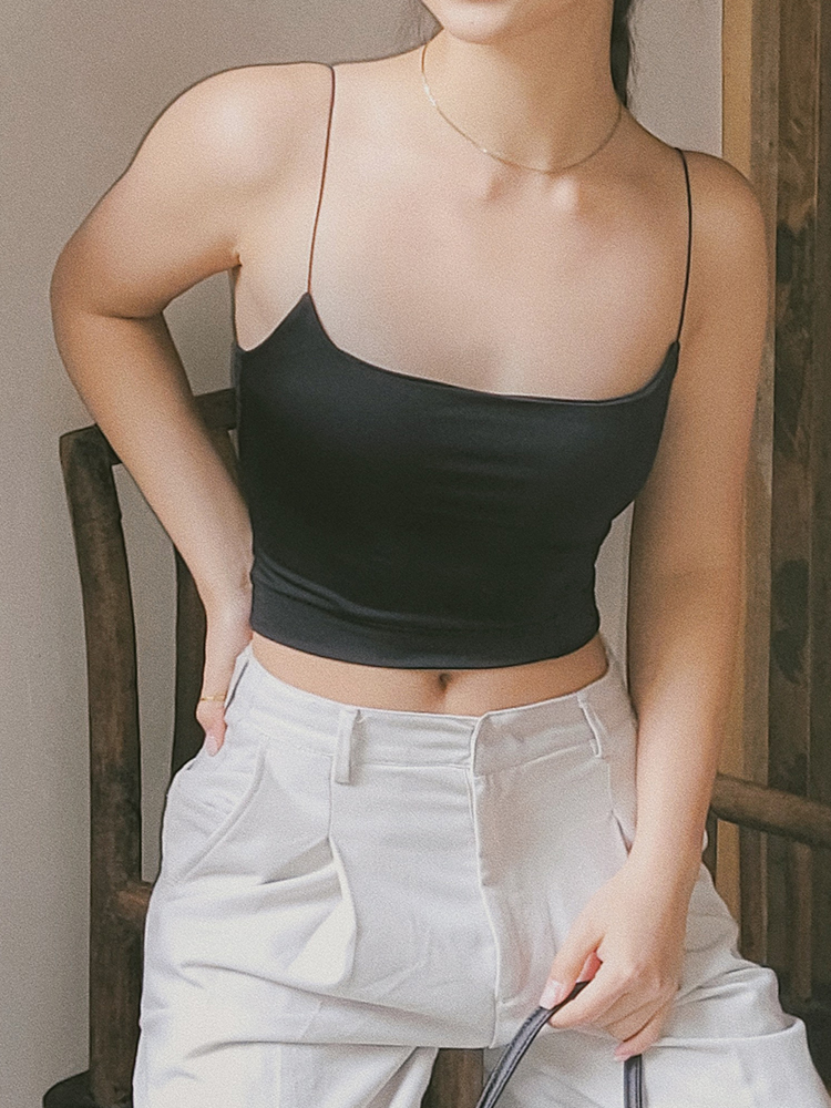 Sexy Red Slim Fit Spaghetti Strap Top with Chest Pads - Women’s Casual Outerwear, Y2K Style Sexy Red Slim Fit Spaghetti Strap Top with Chest Pads - Women’s Casual Outerwear, Y2K Style