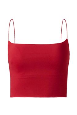Sexy Red Slim Fit Spaghetti Strap Top with Chest Pads - Women’s Casual Outerwear, Y2K Style