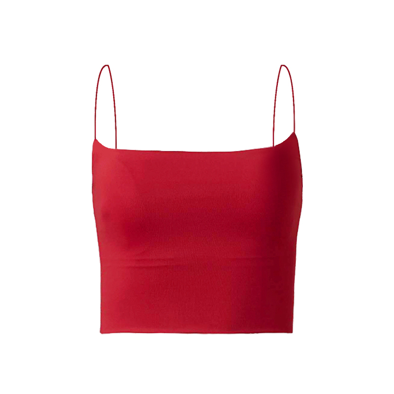 Sexy Red Slim Fit Spaghetti Strap Top with Chest Pads - Women’s Casual Outerwear, Y2K Style Sexy Red Slim Fit Spaghetti Strap Top with Chest Pads - Women’s Casual Outerwear, Y2K Style