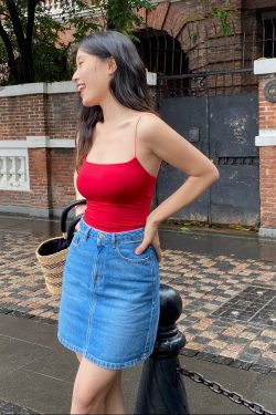 Sexy Red Slim Fit Spaghetti Strap Top with Chest Pads - Women’s Casual Outerwear, Y2K Style