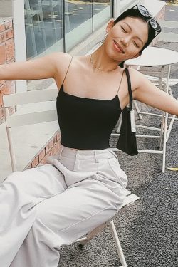 Sexy Red Slim Fit Spaghetti Strap Top with Chest Pads - Women’s Casual Outerwear, Y2K Style