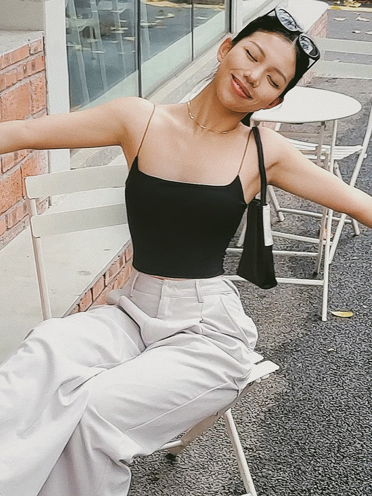 Sexy Red Slim Fit Spaghetti Strap Top with Chest Pads - Women’s Casual Outerwear, Y2K Style Sexy Red Slim Fit Spaghetti Strap Top with Chest Pads - Women’s Casual Outerwear, Y2K Style