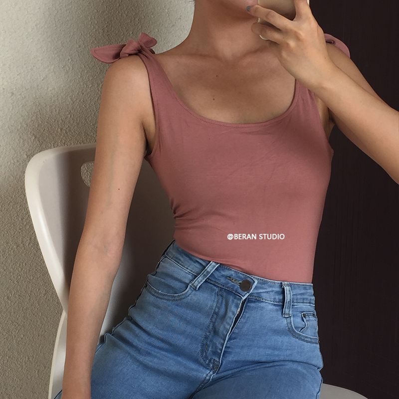 Sexy Shoulder Tie Bow Waist-Cinching Slimming Jumpsuit Tank Top - European and American Style Fashion Sexy Shoulder Tie Bow Waist-Cinching Slimming Jumpsuit Tank Top - European and American Style Fashion