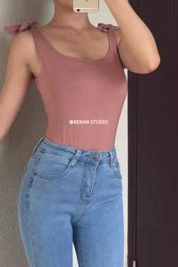 Sexy Shoulder Tie Bow Waist-Cinching Slimming Jumpsuit Tank Top - European and American Style Fashion