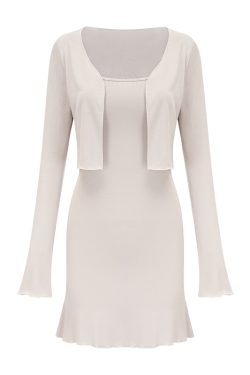 Sexy Slim-Fit Camisole Dress Cardigan Two-Piece Set for Women - Bodycon Style with Short Skirt, European and American Fashion