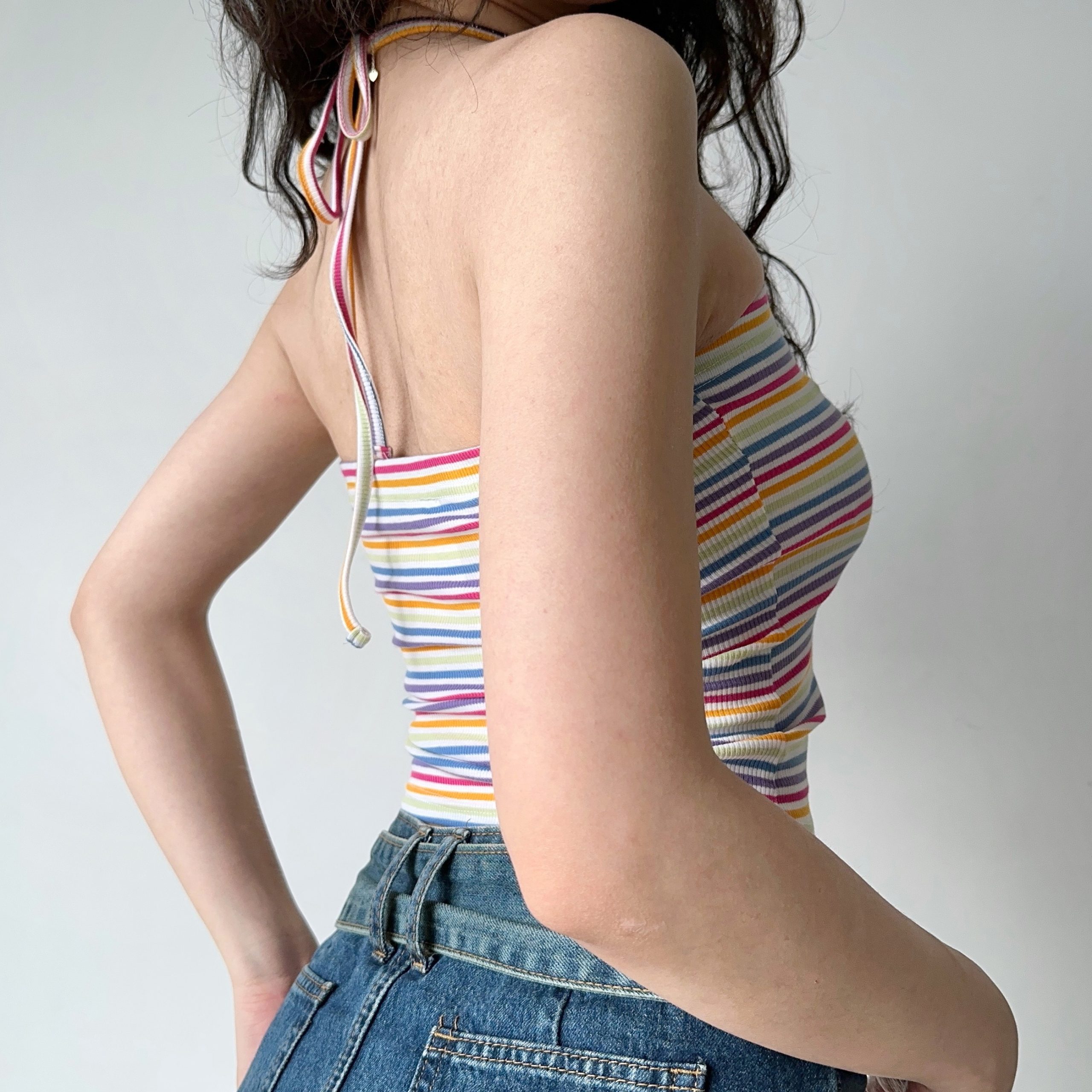 Sexy Slim-Fit Halter Tank Top for Women - Striped Strapless Summer Style, European and American Inspired, Hot Girl Vibe Sexy Slim-Fit Halter Tank Top for Women - Striped Strapless Summer Style, European and American Inspired, Hot Girl Vibe